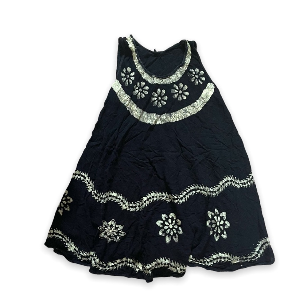 Vintage Black Unique One of a Kind Free Size Boho Floral Handmade Coverup